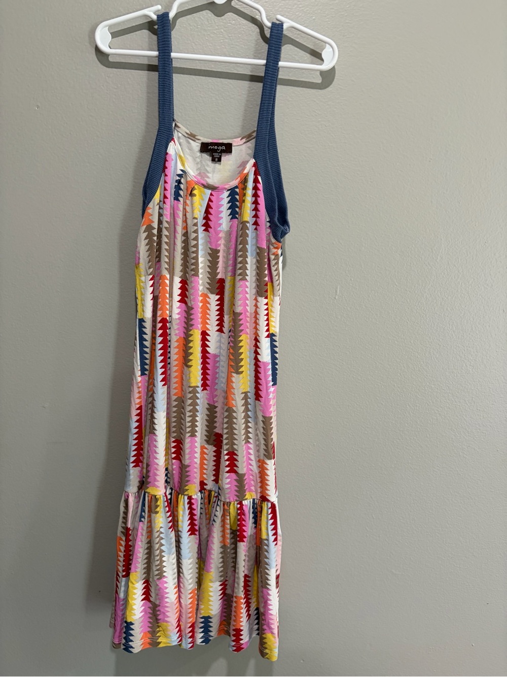 Imoga Multicolor Printed Tank Dress with Blue Straps